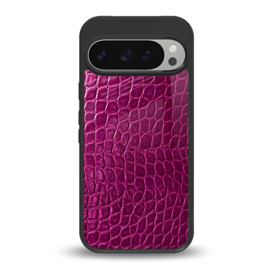 Croco Pink back phone cover | glass case for google pixel 9 pro xl
