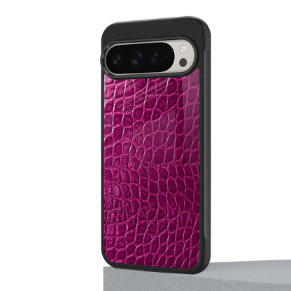 Croco Pink google pixel 9 pro mobile cover | shockproof glass phone case