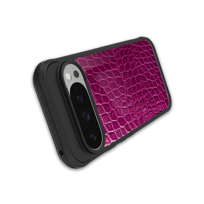 Croco Pink stylish phone case for google pixel 9 pro xl | glossy glass and slim fit
