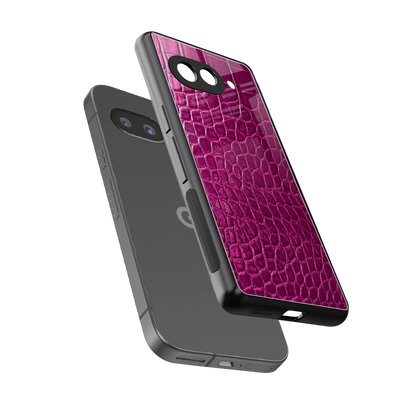 Croco Pink sleek google pixel 10a cover with tempered glass back and TPU edges