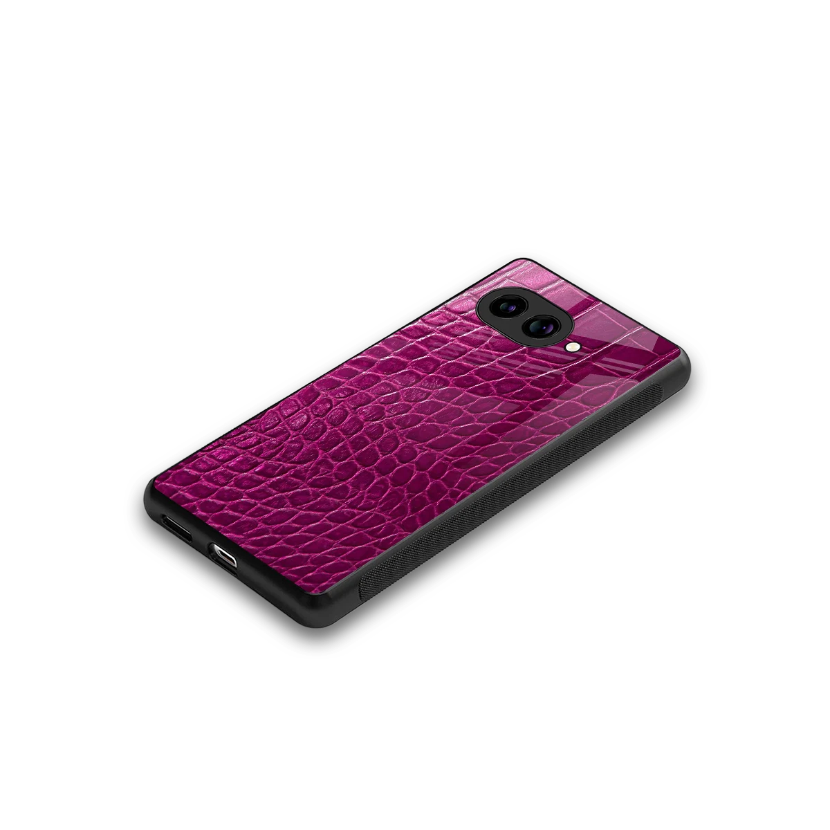 Croco Pink stylish phone case for google pixel 10a | glossy glass and slim fit