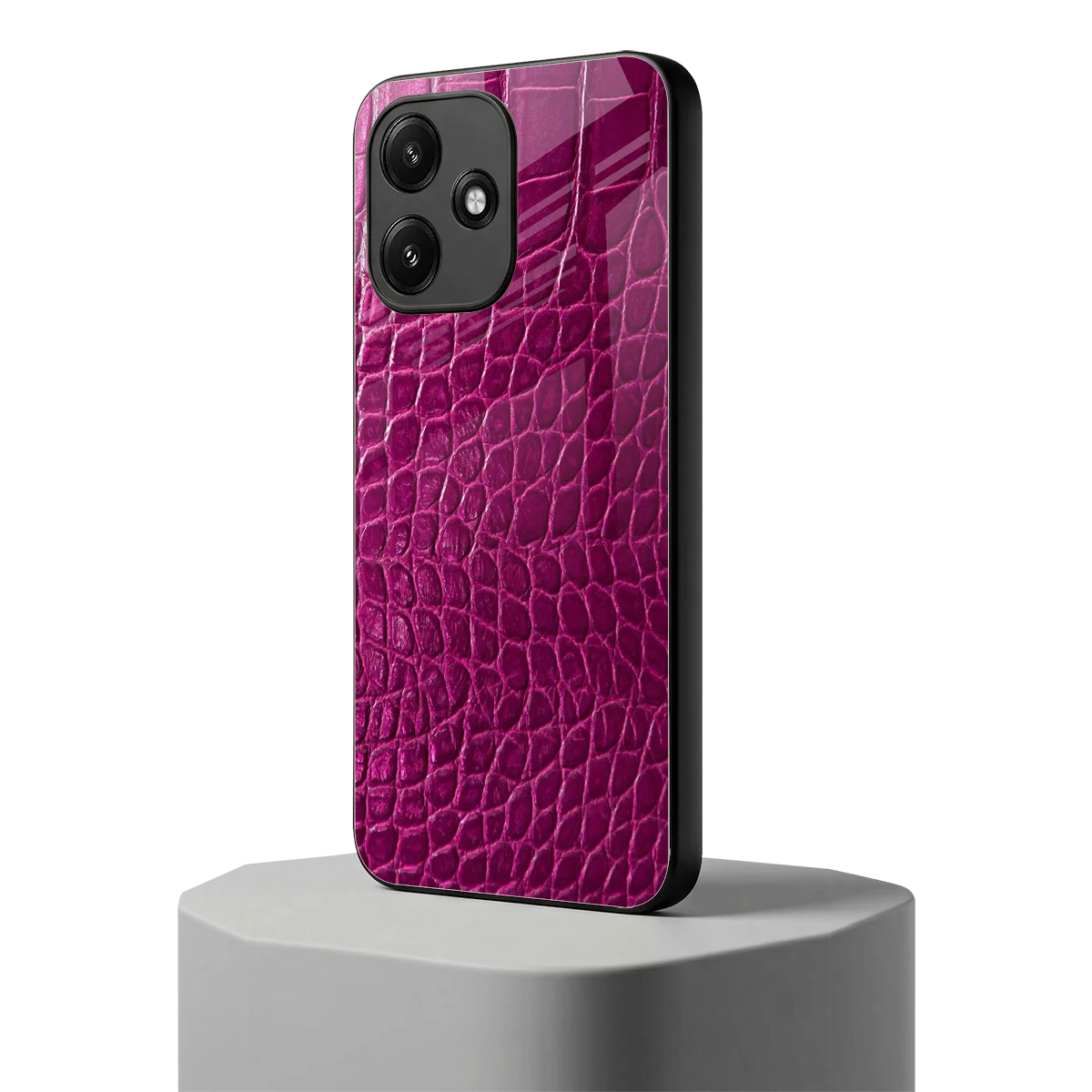 Croco Pink redmi 12 5g mobile cover | shockproof glass phone case