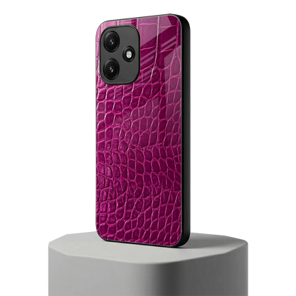 Croco Pink redmi 12 5g mobile cover | shockproof glass phone case