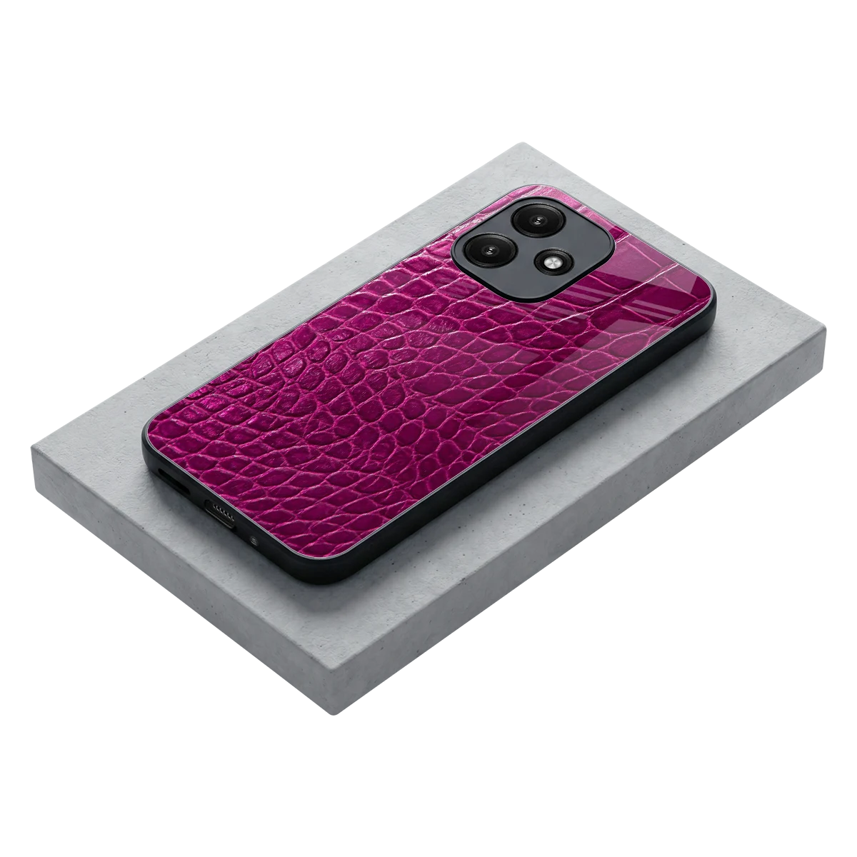 Croco Pink stylish phone case for redmi 12 5g | glossy glass and slim fit