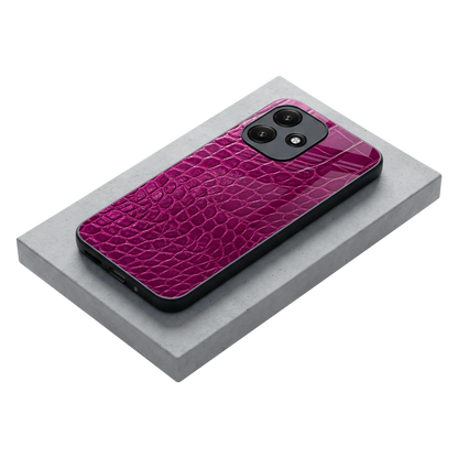 Croco Pink stylish phone case for redmi 12 5g | glossy glass and slim fit