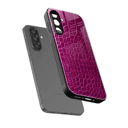Croco Pink sleek samsung galaxy a37 5g cover with tempered glass back and TPU edges