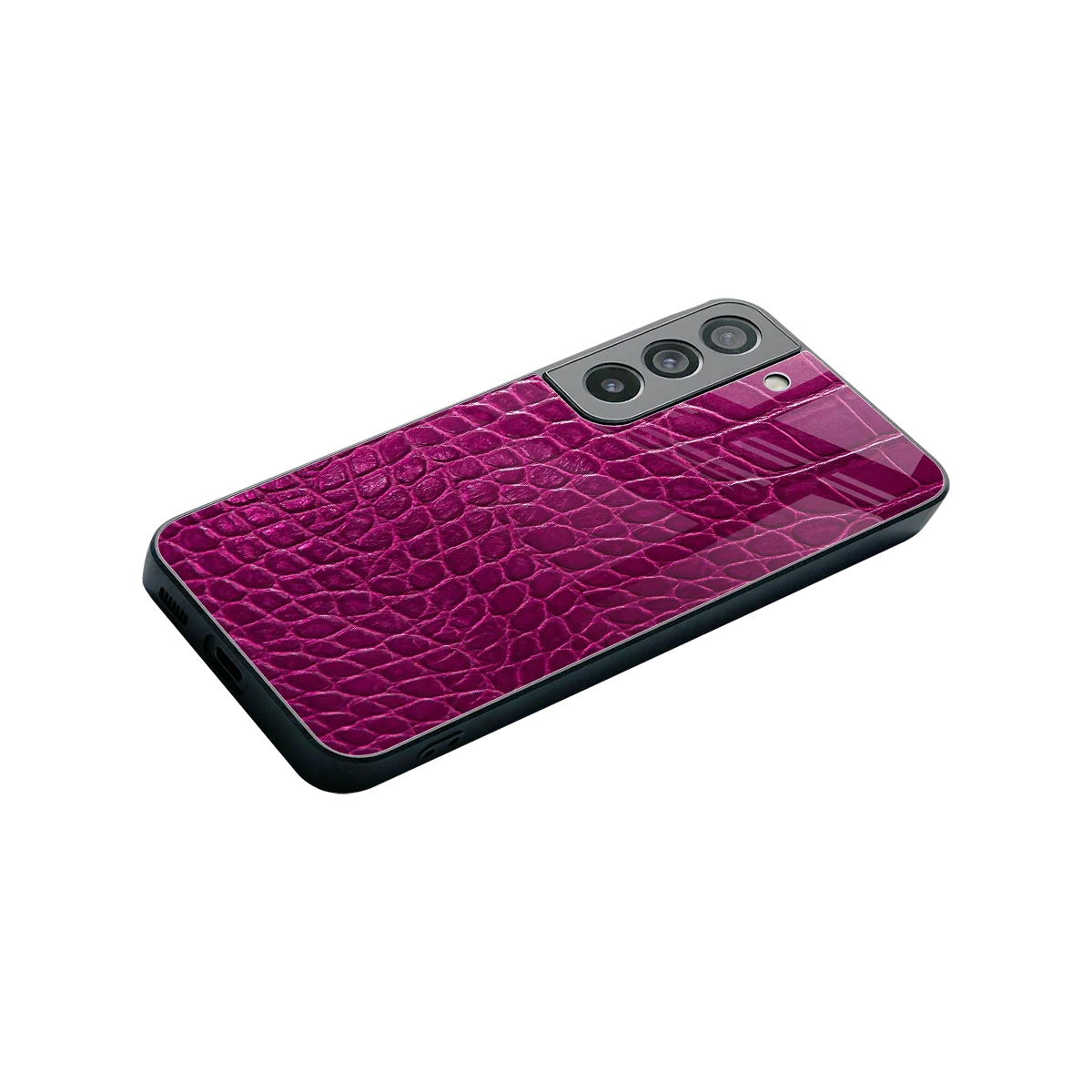 Croco Pink stylish phone case for samsung galaxy s22 | glossy glass and slim fit