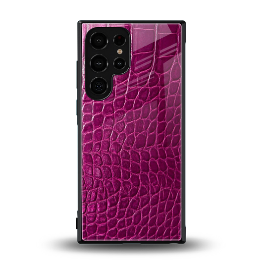 Croco Pink back phone cover | glass case for samsung galaxy s23 ultra