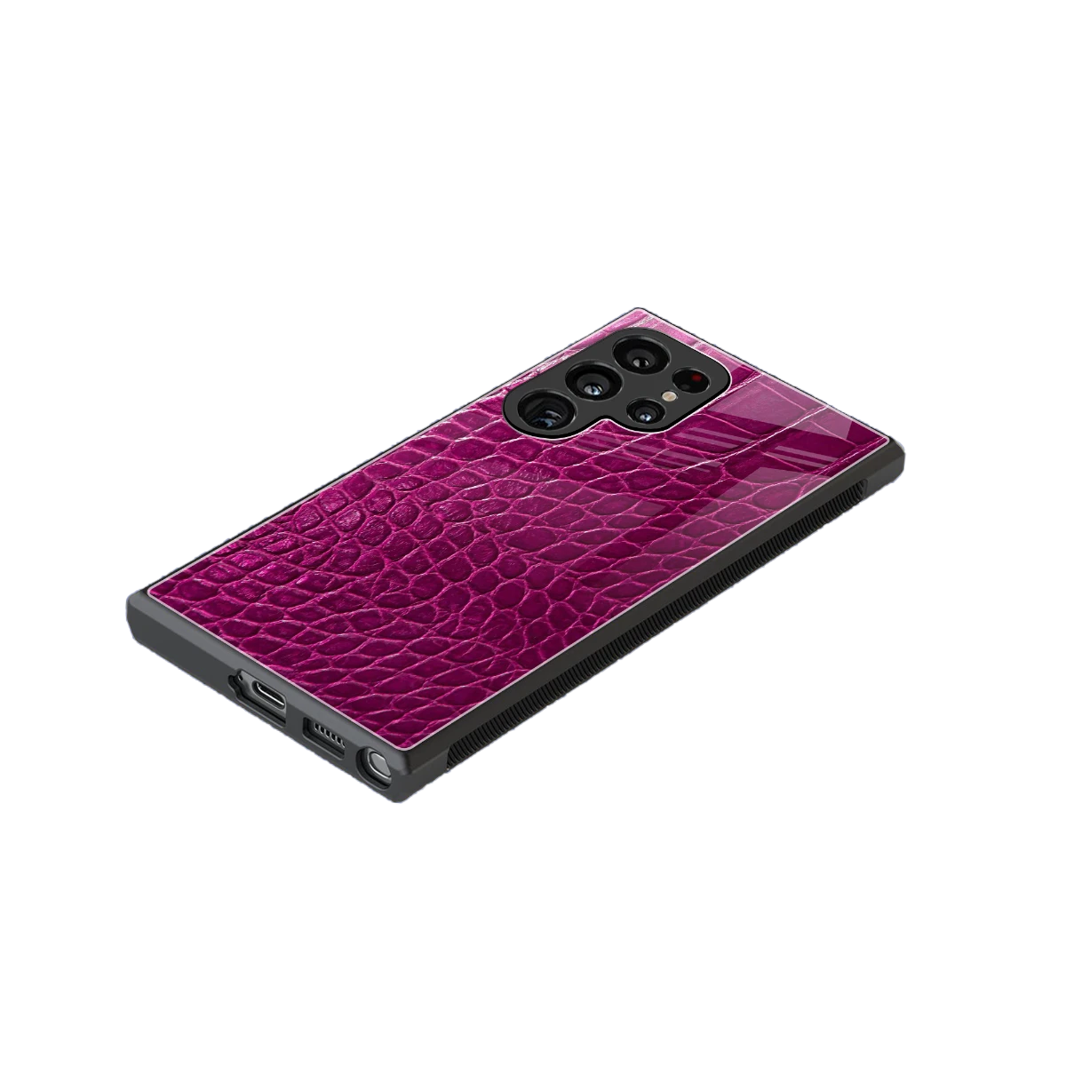 Croco Pink stylish phone case for samsung galaxy s23 ultra | glossy glass and slim fit