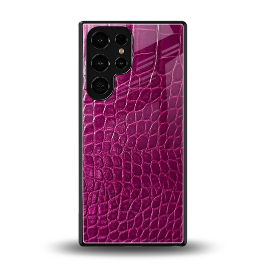Croco Pink back phone cover | glass case for samsung galaxy s25 ultra