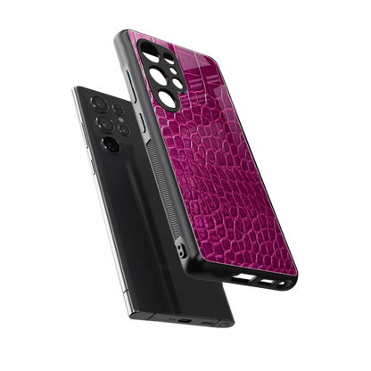 Croco Pink sleek samsung galaxy s25 ultra cover with tempered glass back and TPU edges