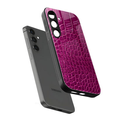 Croco Pink sleek samsung galaxy s24 cover with tempered glass back and TPU edges