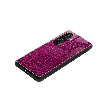 Croco Pink stylish phone case for samsung galaxy s24 | glossy glass and slim fit