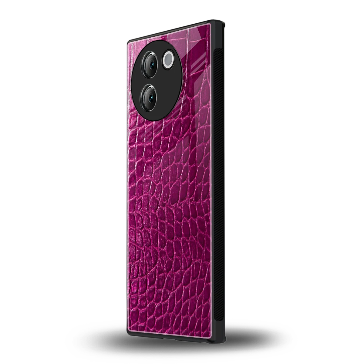 Croco Pink vivo v30e mobile cover | shockproof glass phone case
