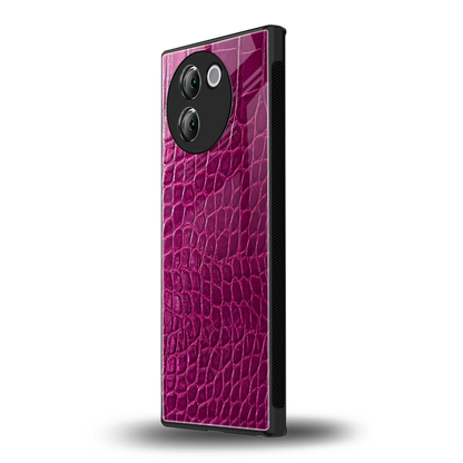 Croco Pink vivo v30e mobile cover | shockproof glass phone case