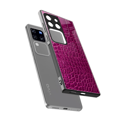 Croco Pink sleekvivo v30 pro cover with tempered glass back and TPU edges