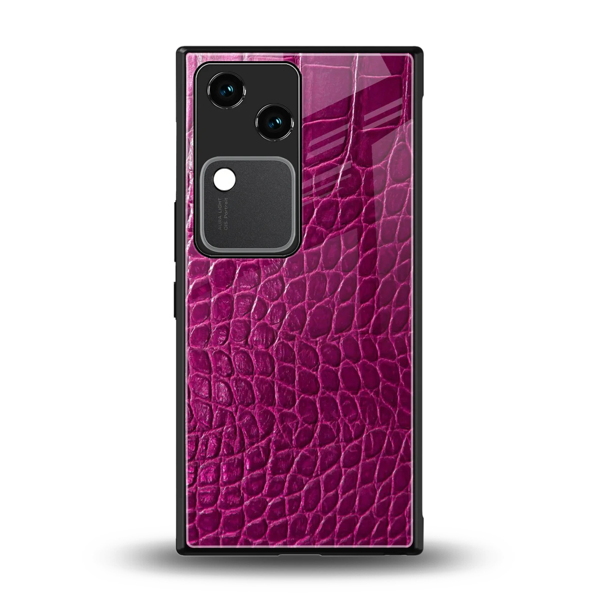 Croco Pink back phone cover | glass case for vivo v30