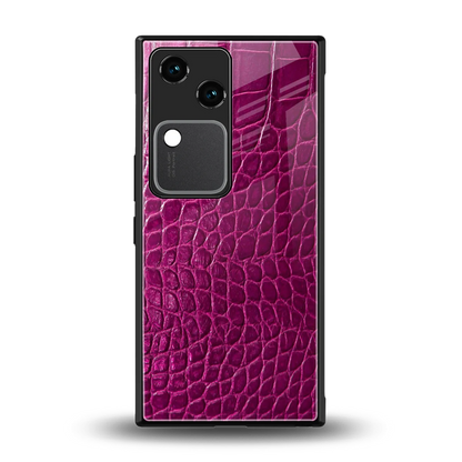 Croco Pink back phone cover | glass case for vivo v30