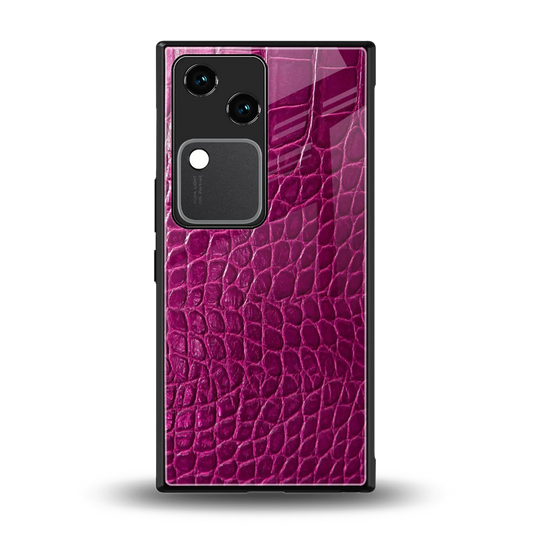 Croco Pink back phone cover | glass case for vivo v30