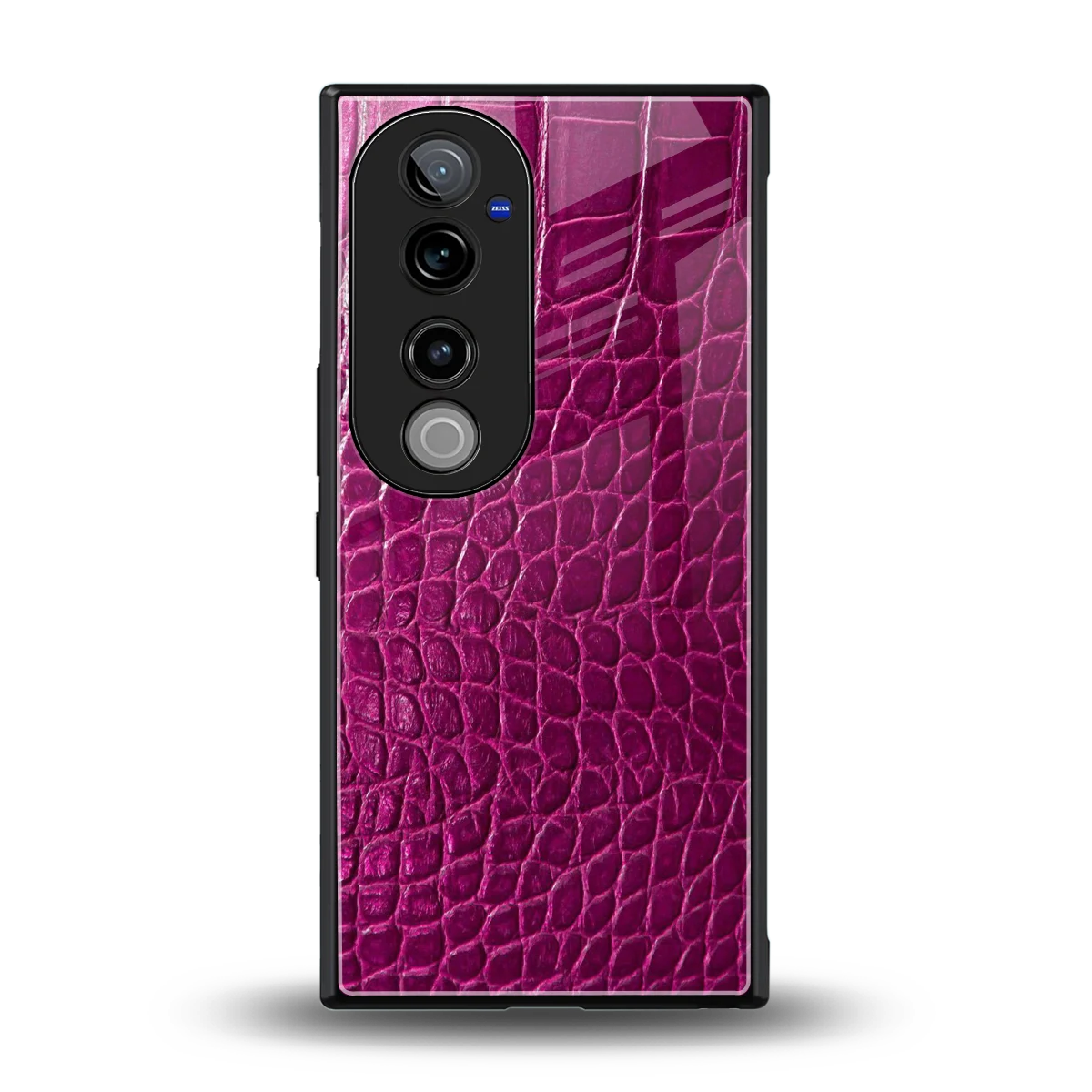 Croco Pink back phone cover | glass case for vivo v40 pro