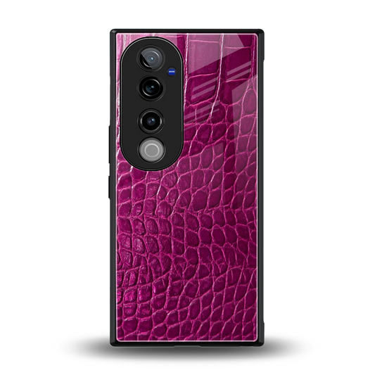 Croco Pink back phone cover | glass case for vivo v40 pro