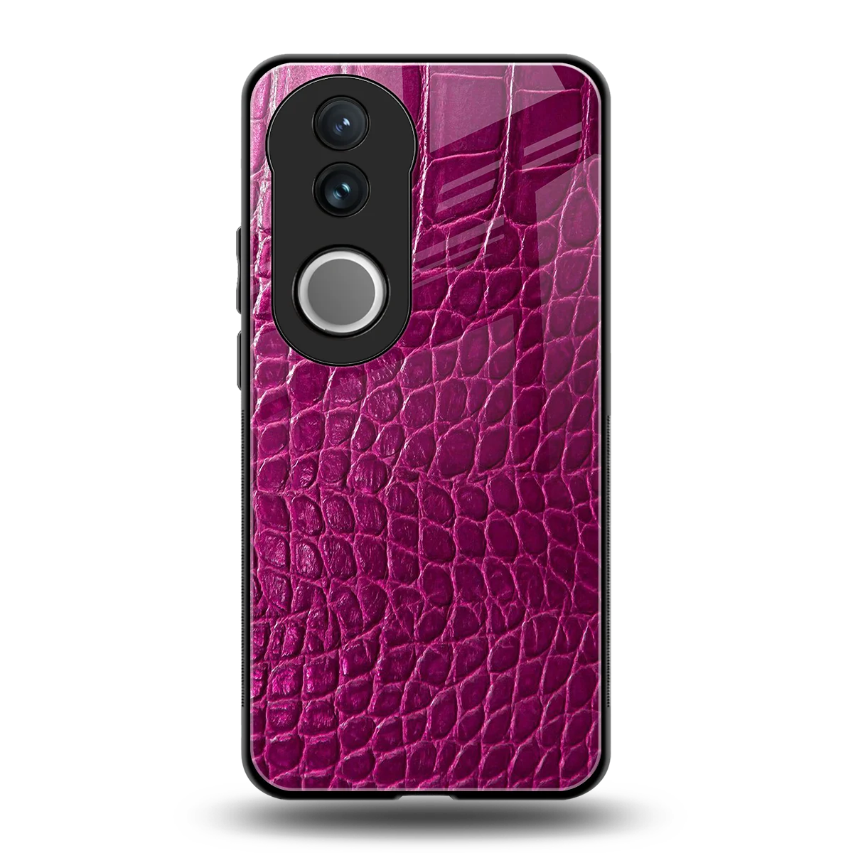 Croco Pink back phone cover | glass case for vivo v50