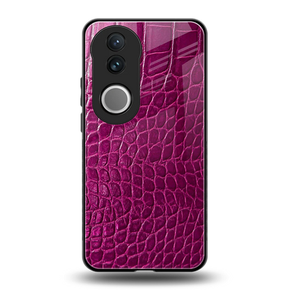 Croco Pink back phone cover | glass case for vivo v50