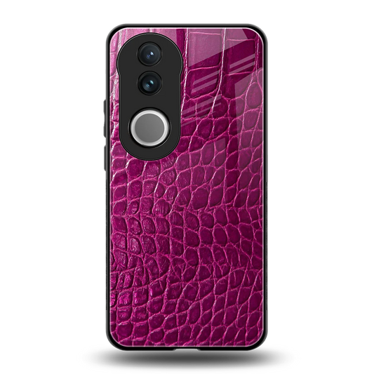 Croco Pink back phone cover | glass case for vivo v50