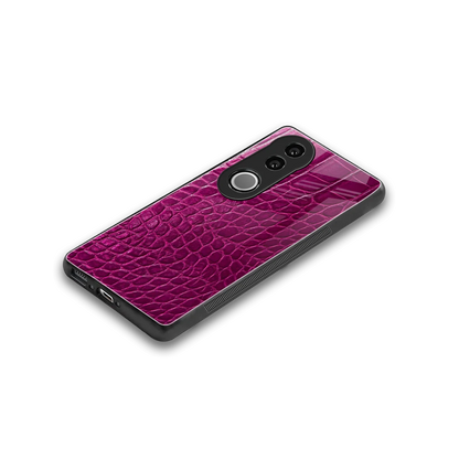 Croco Pink stylish phone case for vivo v50 | glossy glass and slim fit