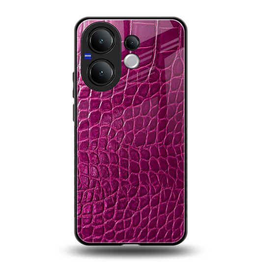 Croco Pink back phone cover | glass case for vivo v60