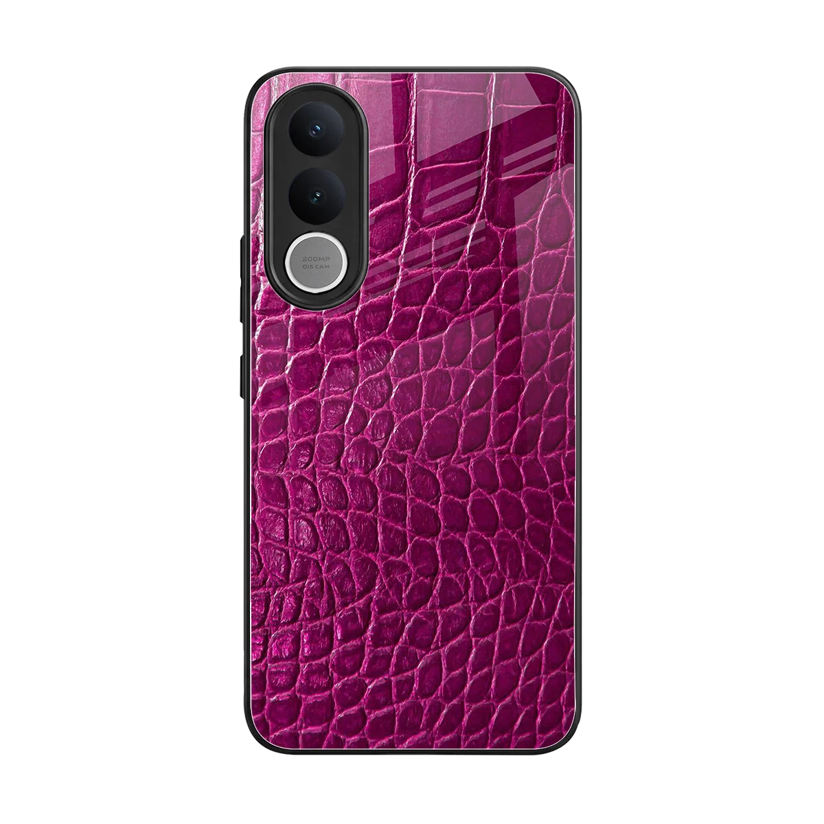 Croco Pink back phone cover | glass case for vivo v70 fe