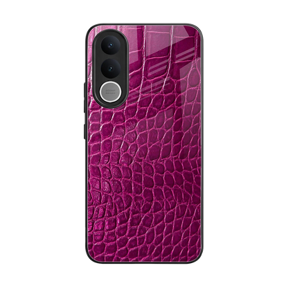 Croco Pink back phone cover | glass case for vivo v70 fe