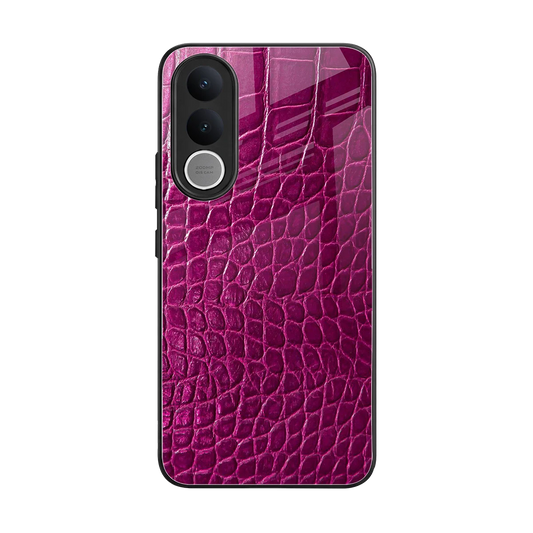 Croco Pink back phone cover | glass case for vivo v70 fe