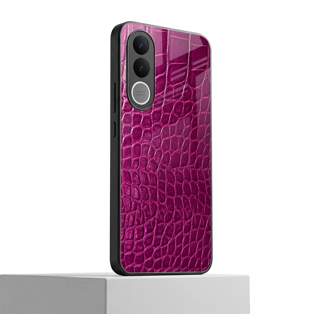 Croco Pink vivo v70 fe mobile cover | shockproof glass phone case