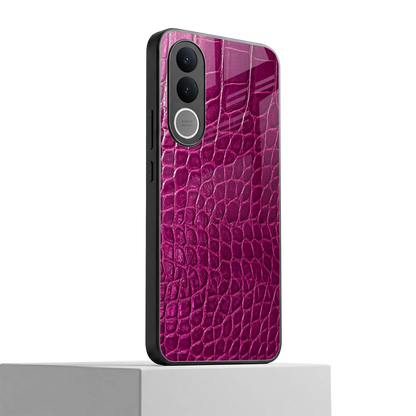 Croco Pink vivo v70 fe mobile cover | shockproof glass phone case