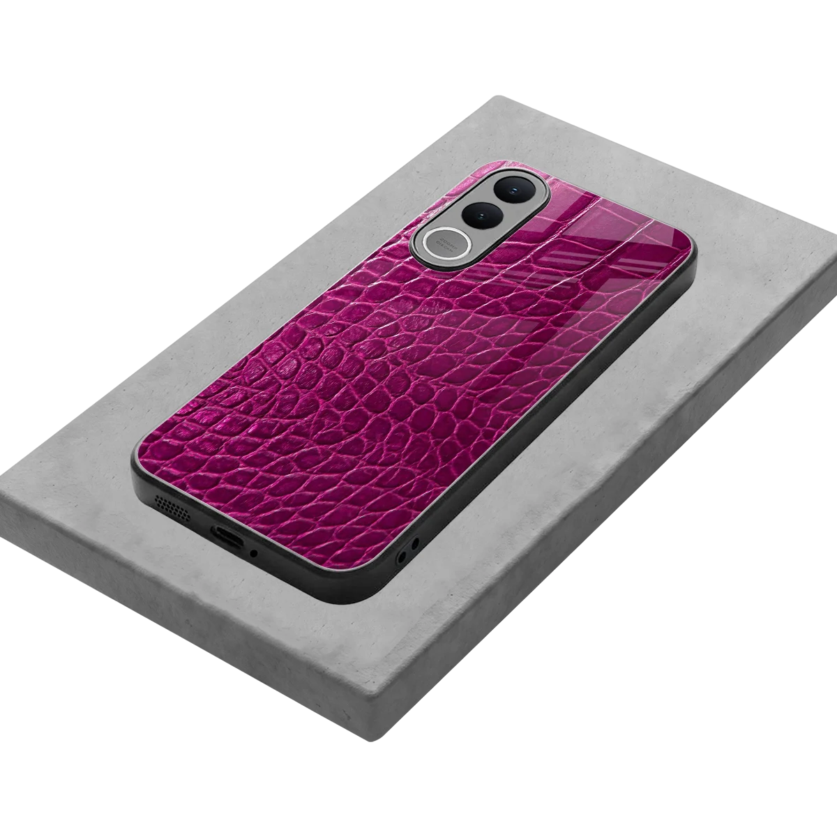 Croco Pink stylish phone case for vivo v70 fe | glossy glass and slim fit