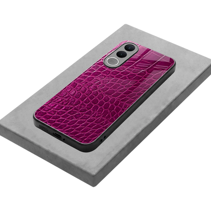 Croco Pink stylish phone case for vivo v70 fe | glossy glass and slim fit
