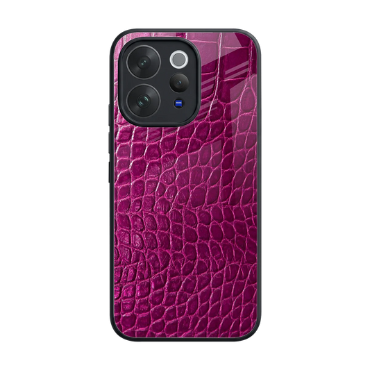 Croco Pink back phone cover | glass case for vivo v70