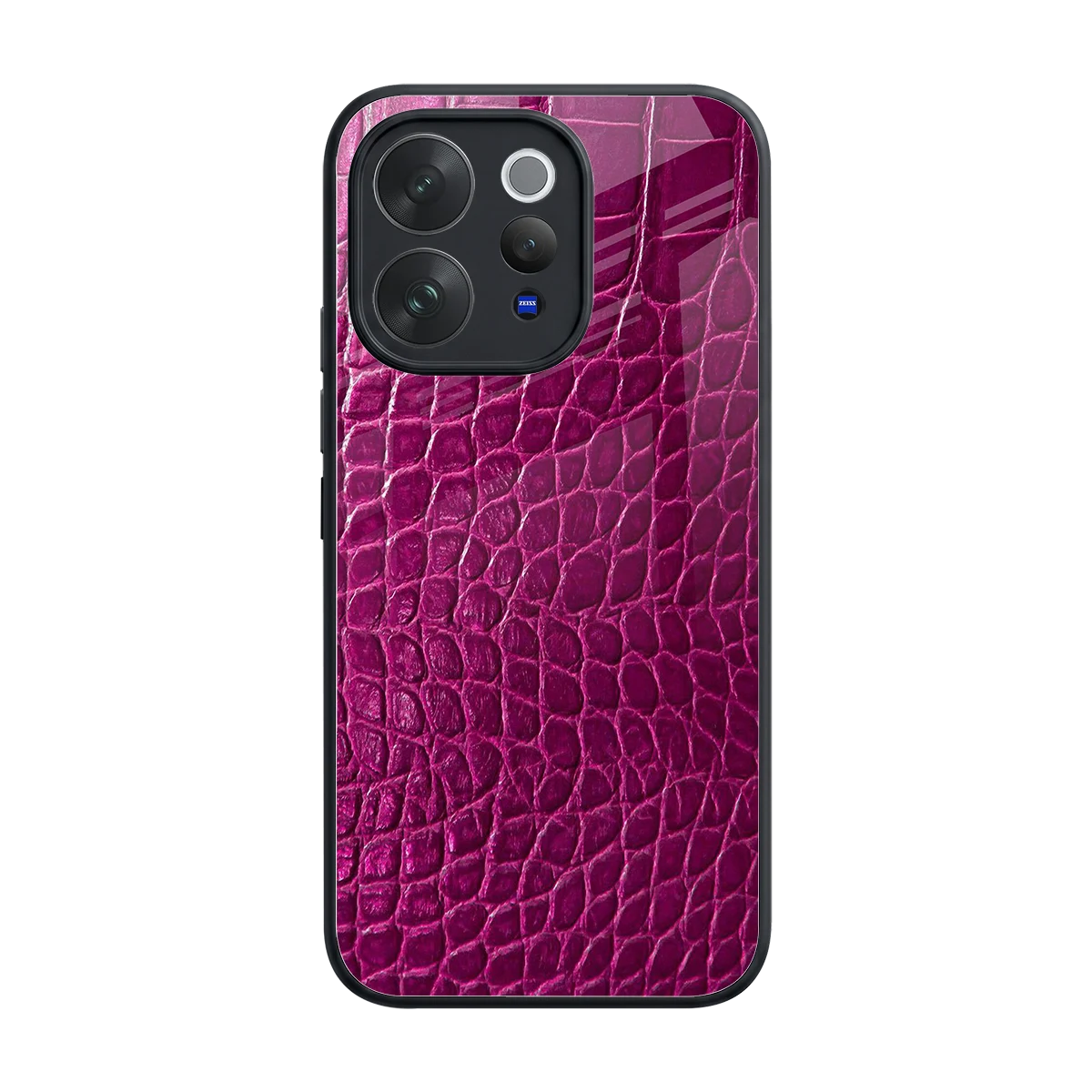 Croco Pink back phone cover | glass case for vivo v70 elite