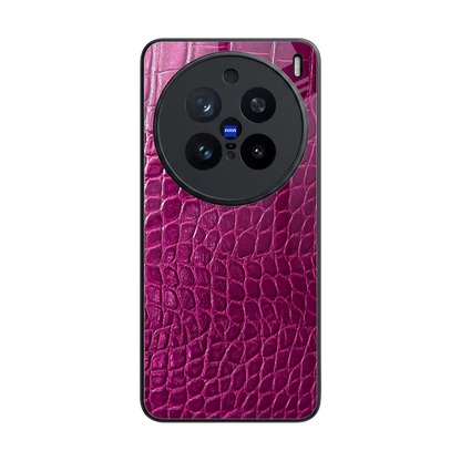 Croco Pink back phone cover | glass case for vivo x200 pro