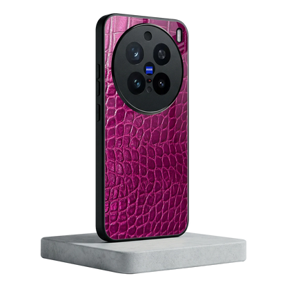 Croco Pink vivo x200 pro mobile cover | shockproof glass phone case
