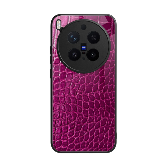 Croco Pink back phone cover | glass case for vivo x300 pro