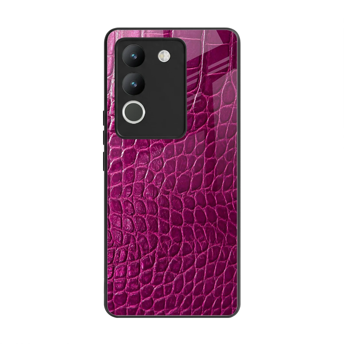 Croco Pink back phone cover | glass case for vivo y200 5g