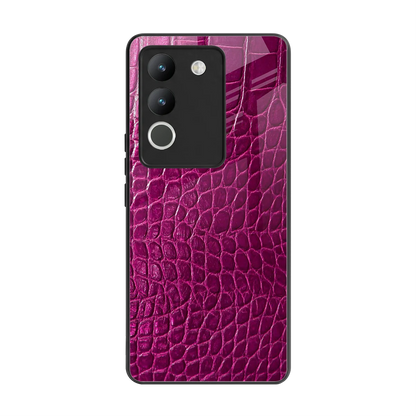 Croco Pink back phone cover | glass case for vivo y200 5g
