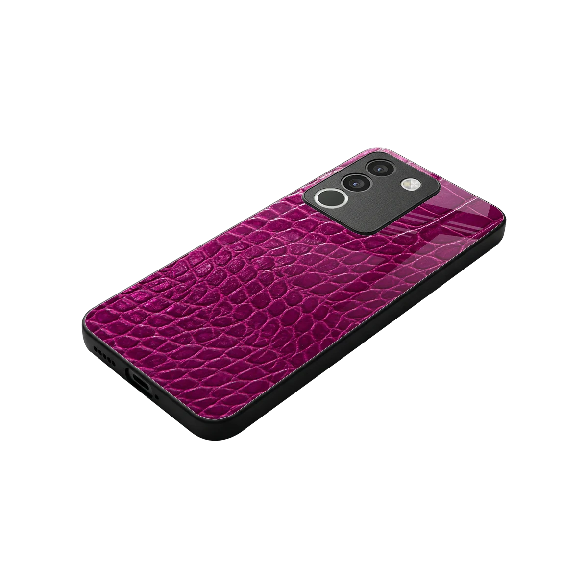 Croco Pink stylish phone case for vivo y200 5g | glossy glass and slim fit