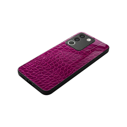 Croco Pink stylish phone case for vivo y200 5g | glossy glass and slim fit