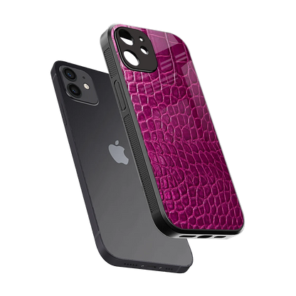 Croco Pink sleek iphone 11 cover with tempered glass back and TPU edges