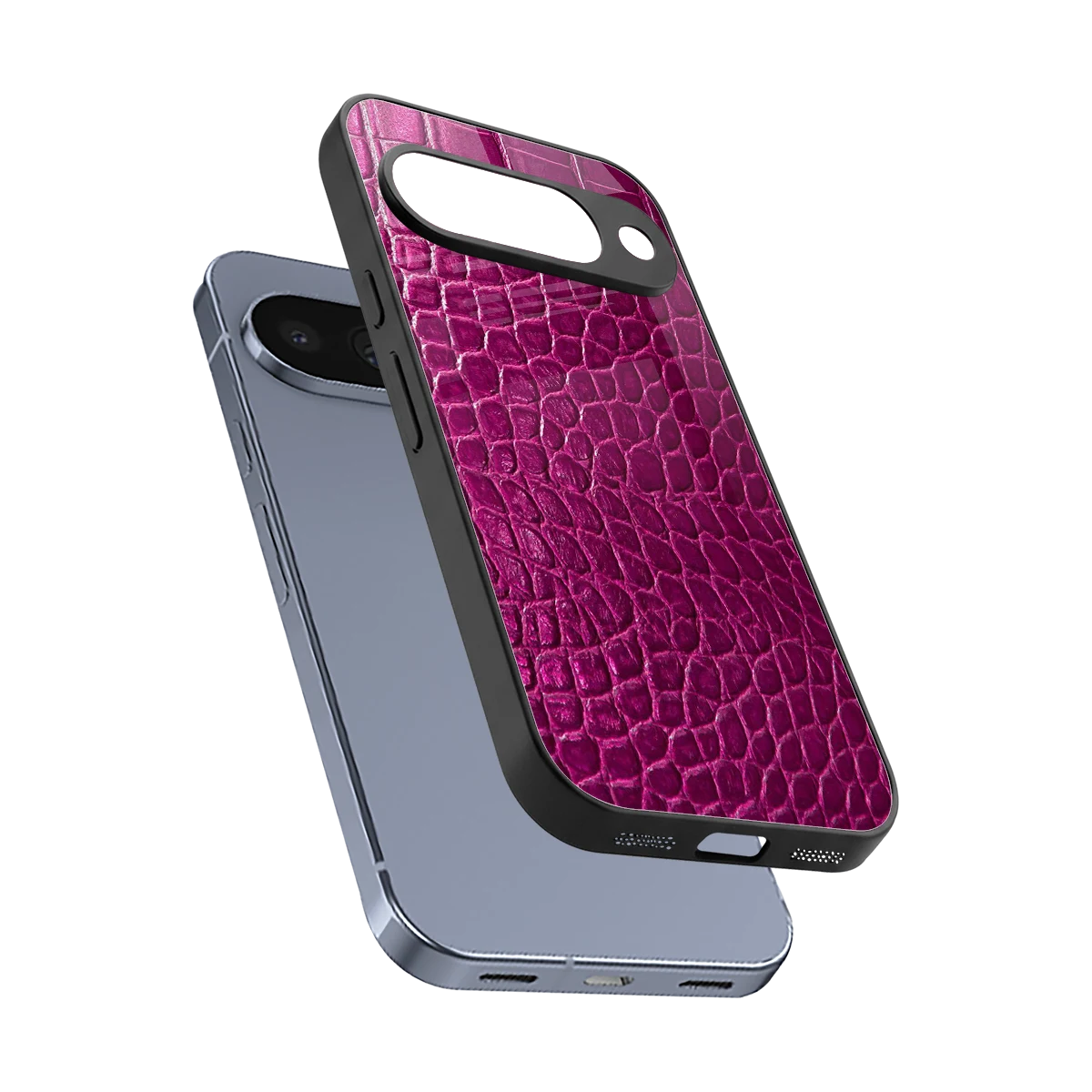 Croco Pink sleek google pixel 10 cover with tempered glass back and TPU edges