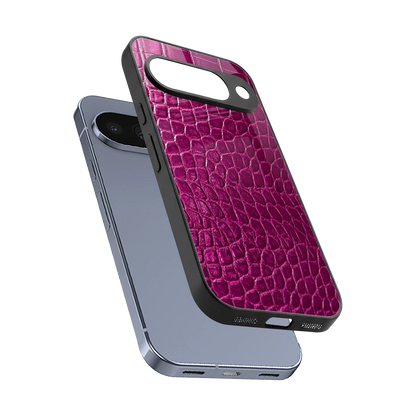 Croco Pink sleek google pixel 10 cover with tempered glass back and TPU edges
