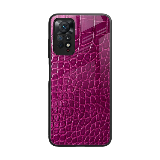 Croco Pink back phone cover | glass case for redmi note 11 pro